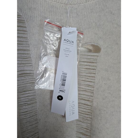 NWT Aqua Cashmere Distressed Crewneck Sweater in Ash - Picture 4 of 6